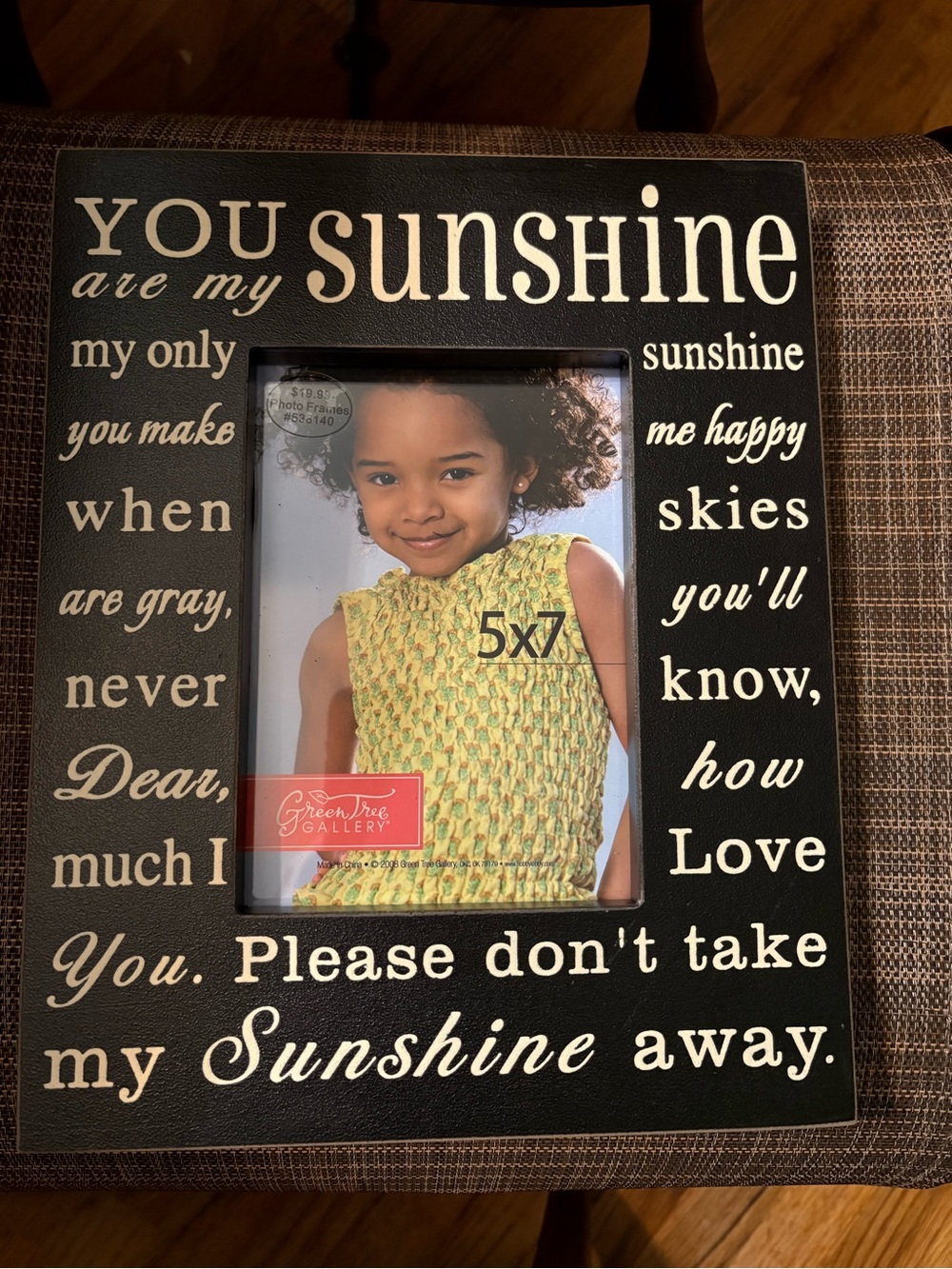 Hobby Lobby Black and Cream 'You Are My Sunshine' Picture Frame